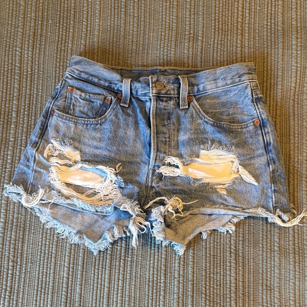Levi's Blue Distressed Jean Shorts